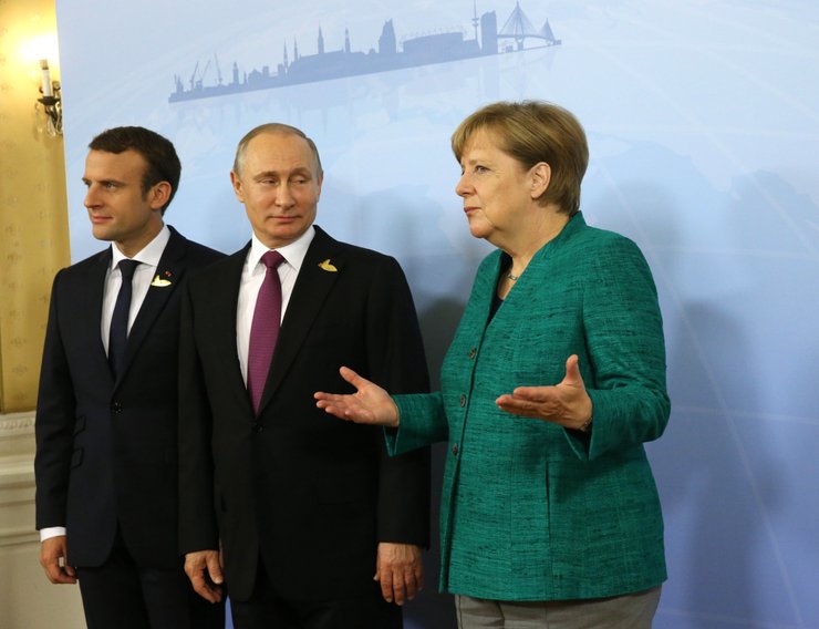 Володимир Путін Ангела Меркель Емманюель Макрон