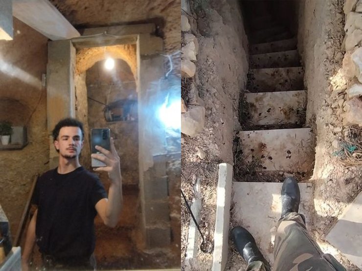 Хлопець, печера, хобі, землянка, сходи