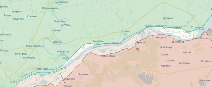 плацарм ВСУ, левобережье Херсонщины, карта