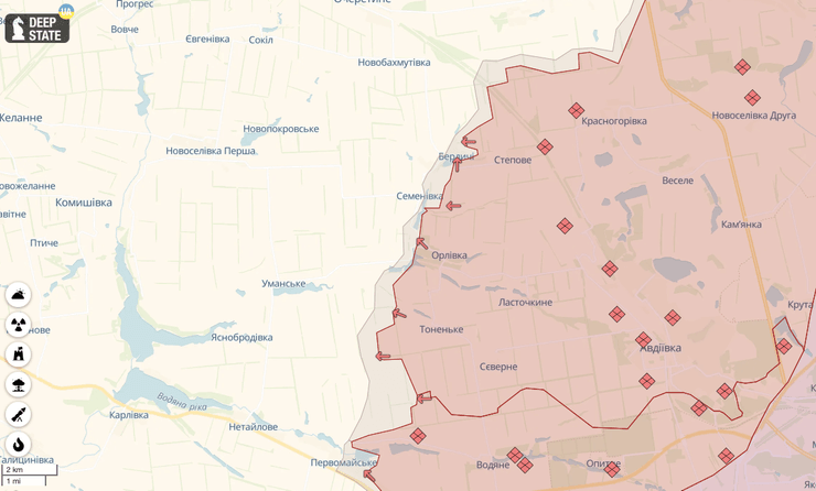 Орловка и Семеновка на карте