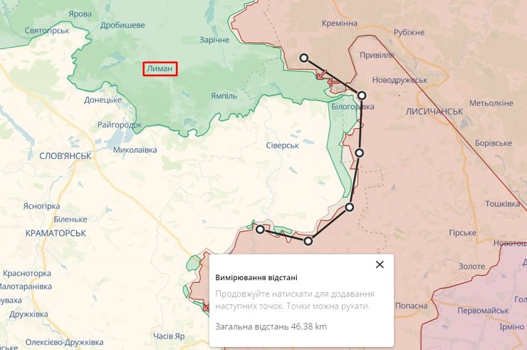 Лиманський напрямок, карта