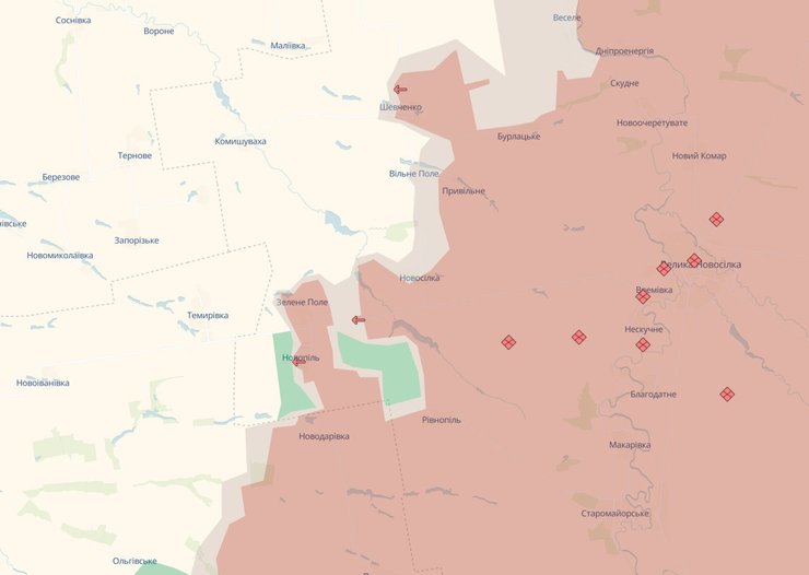 лінія фронту біля Шевченка