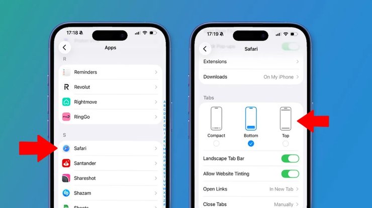 ios 26 вкладки safari настройки браузера