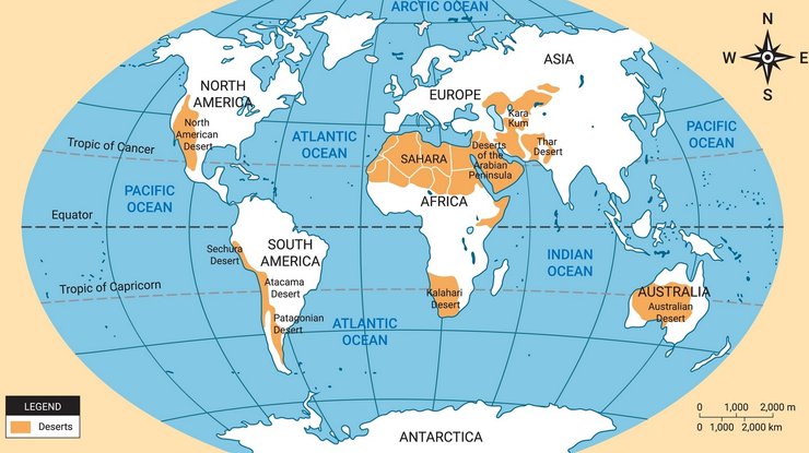 пустыни карта