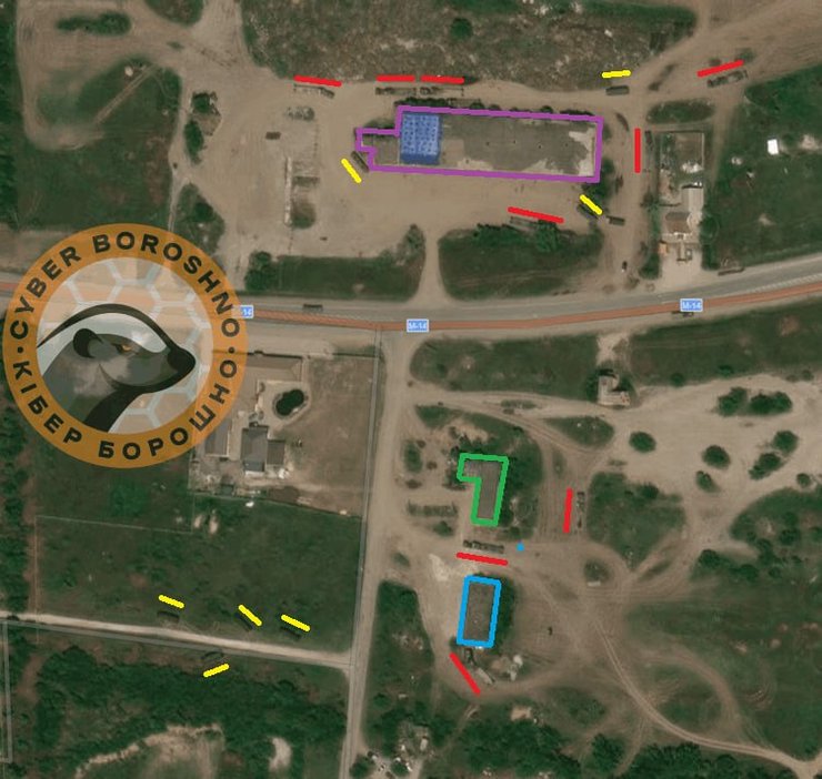 Супутникове фото вантажівоки на базі Рубікон під Мангушем 6 червня 2025 року, КіберБорошно