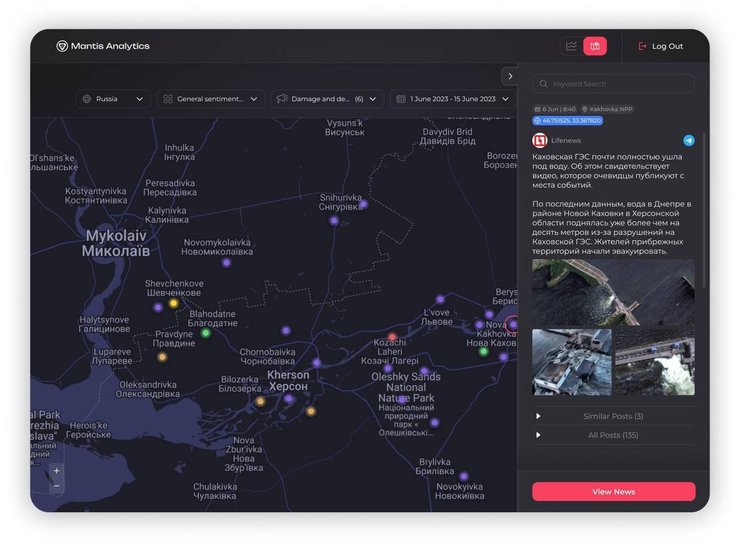 Карта Mantis Analytics