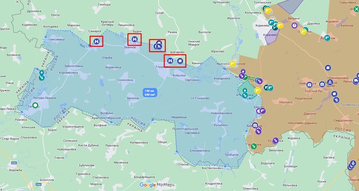 Прорыв в Курской области, Сейм, мосты, понтоны, 22 августа, карта