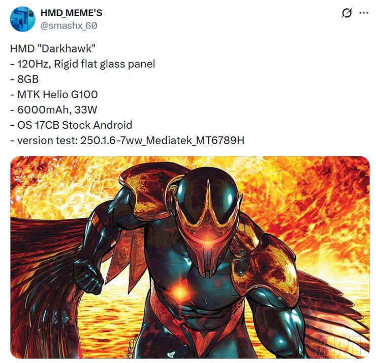 Утечка информации о смартфоне HMD Darkhawk