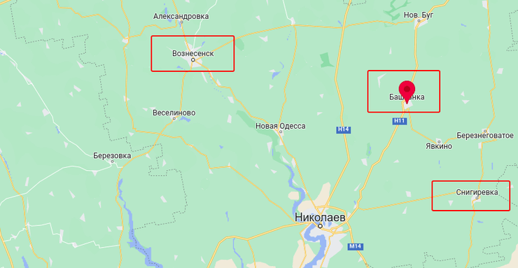 Вторжение Николаев оккупанты обстрелы боевые действия Вознесенск Баштанка Снигиревка