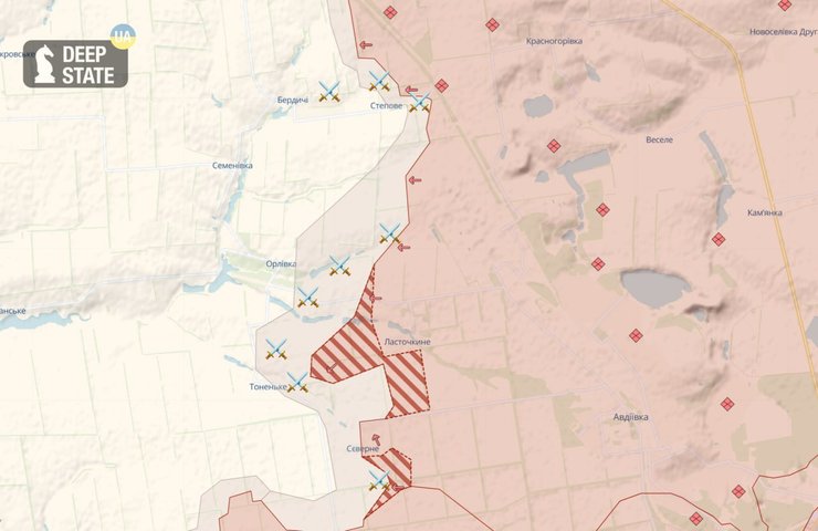 Карта наступления РФ в Донецкой области