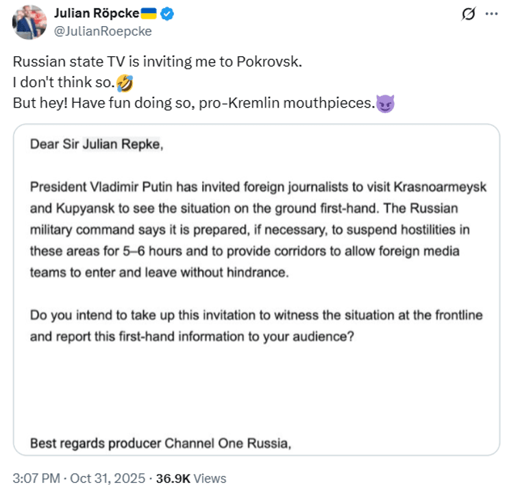 Юлиан Рёпке приглашение Россия Покровск