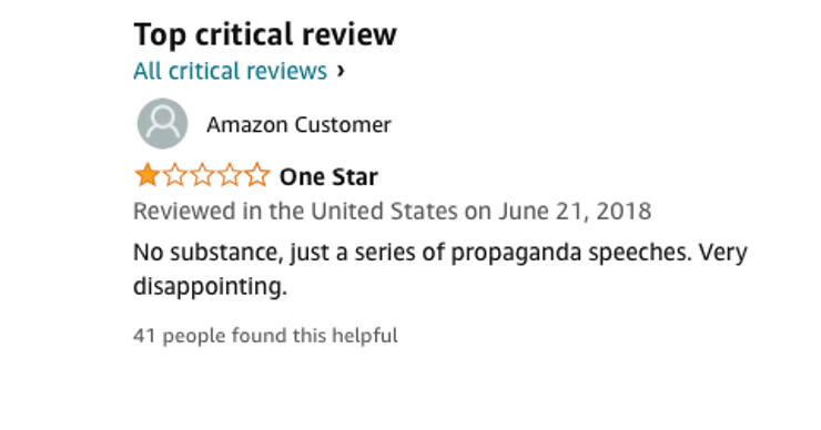 Скриншот отзыва на сайте Amazon.