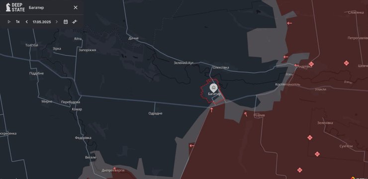 Карта боев в районе Багатира