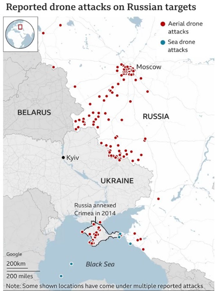 Скільки разів дрони атакували Росію і Крим