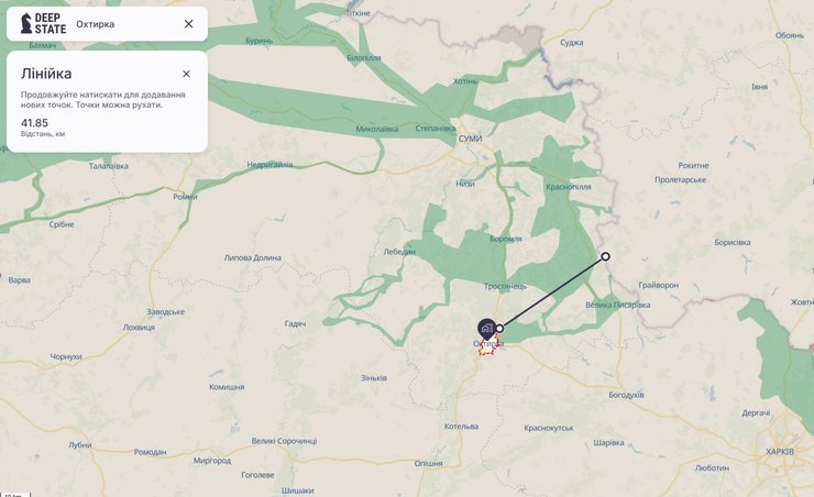 Бои в Сумской области, Ахтырка, карта