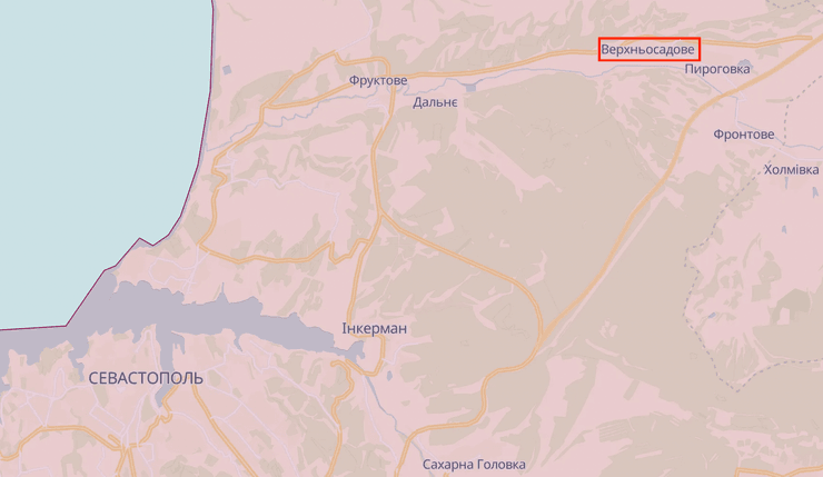 Село Верхнесадовое, Верхнесадово, карта боевых действий