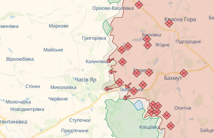 Ситуация возле Часового Яра, карта