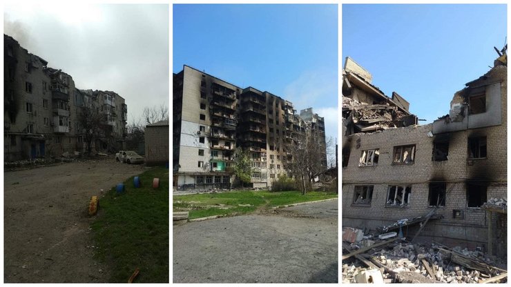 разбитые дома, небо, фото