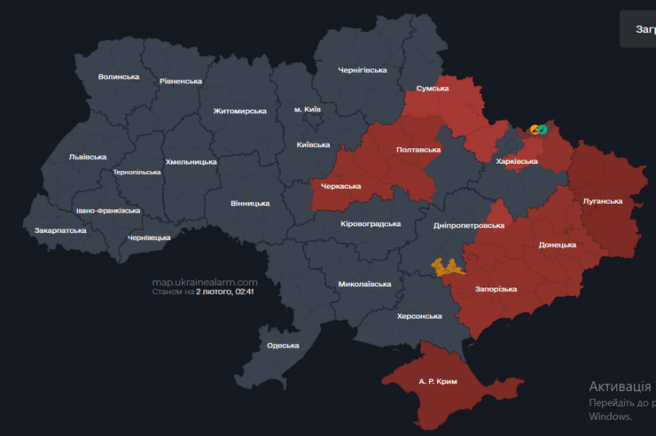 Мапа повітряних тривог