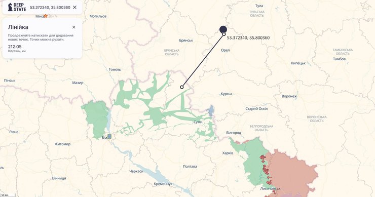 Удар по РФ 26 січня, бункер РФ, Орловська область, Storm Shadow, відстань