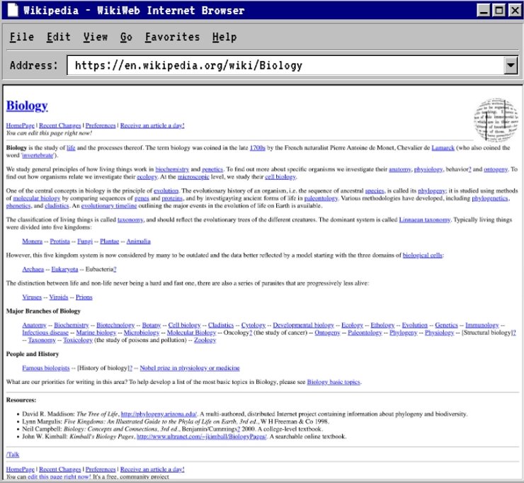 Страница "Википедии" в 2001 году