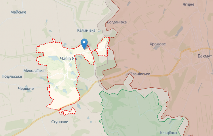 Часов Яр, Часов Яр на карте Украины, карта боевых действий, бои за Часов Яр