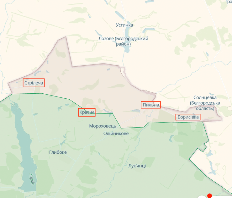 Стрелечья, Красное, Пыльная, Борисовка