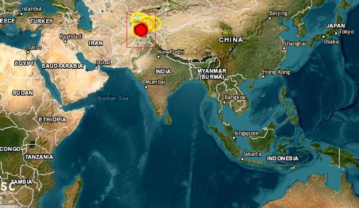 землетрясение, Афганистан, стихийное бедствие, карта
