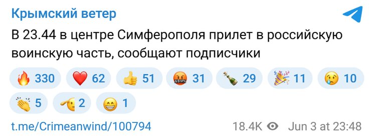 повідомлення про атаку на військову частину ЗС РФ у Сімферополі