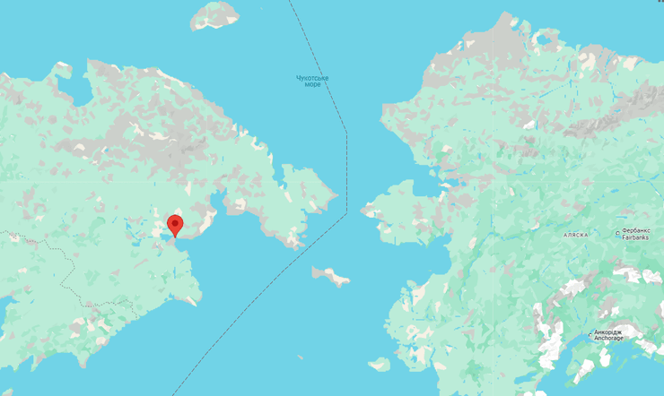 Анадир на мапі РФ