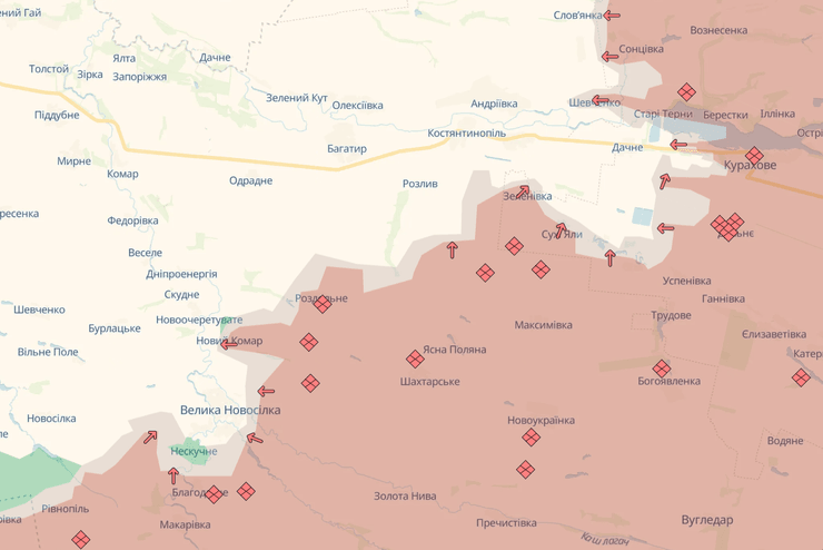 наступ ЗС РФ на Донбасі, DeepState, карта, ситуація на фронті, Курахівський напрямок