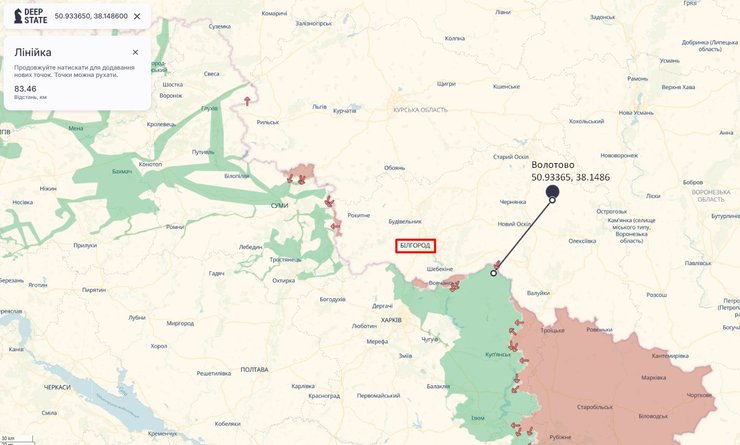 карта з місцерозташуванням Волотово та РЛС "Каста-2Е" ЗС РФ