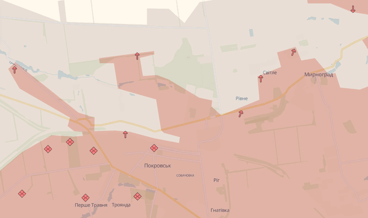 Покровск на карте DeepState 2 февраля Ситуация в Покровске 2 февраля