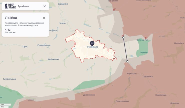 Карта DeepState боїв під Гуляйполем станом на 20 листопада