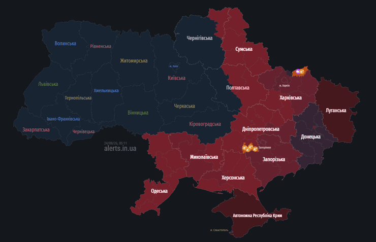 повітряні тривоги україна 24 серпня