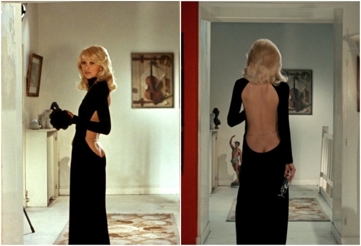 Мирей Дарк, Ги Ларош, черное платье, Высокий блондин в черном ботинке