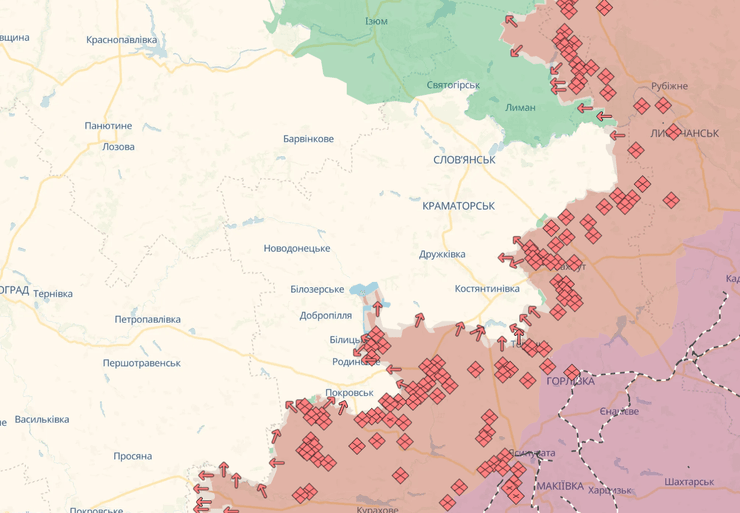 Граница с Харьковской областью Донецкой и Луганской на 20 августа