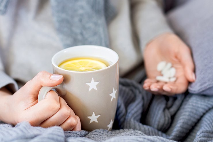 грипп, витамин С, чашка, лимон, чай, питье, фото