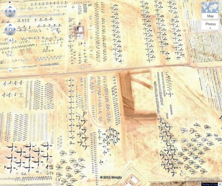 самолеты, Аризона, кладбище самолетов, Google Earth, карты Google Earth, странные места на Земле, странности Google Earth, Google Earth странные места