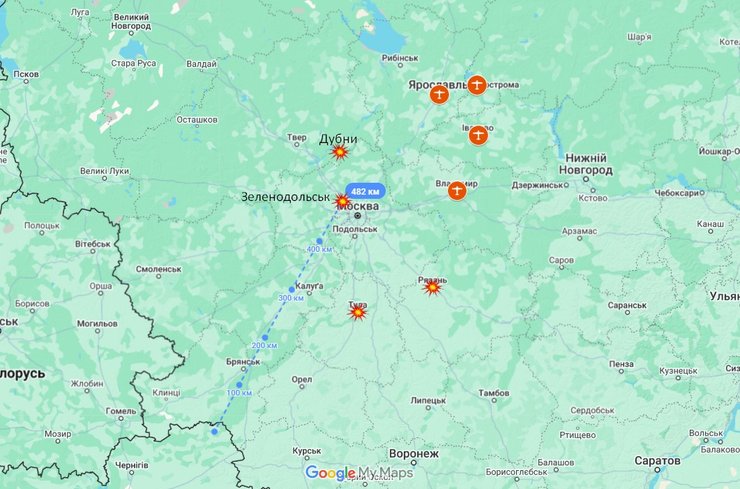 28 травня дрони атакували європейську частину РФ, Москву та Московську область
