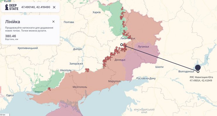 Від РЛК-1 "Навигация Юга" до України понад 380 км