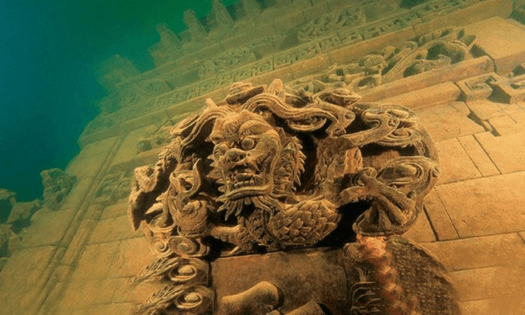 Затопленный город, Шичэн, редкие кадры, подводный город, древний город, город Шичэн, 60 лет после затопления, дайвер, город-призрак, на дне озера