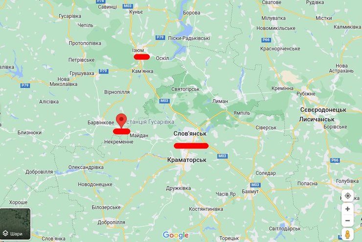 гусарівка на карті