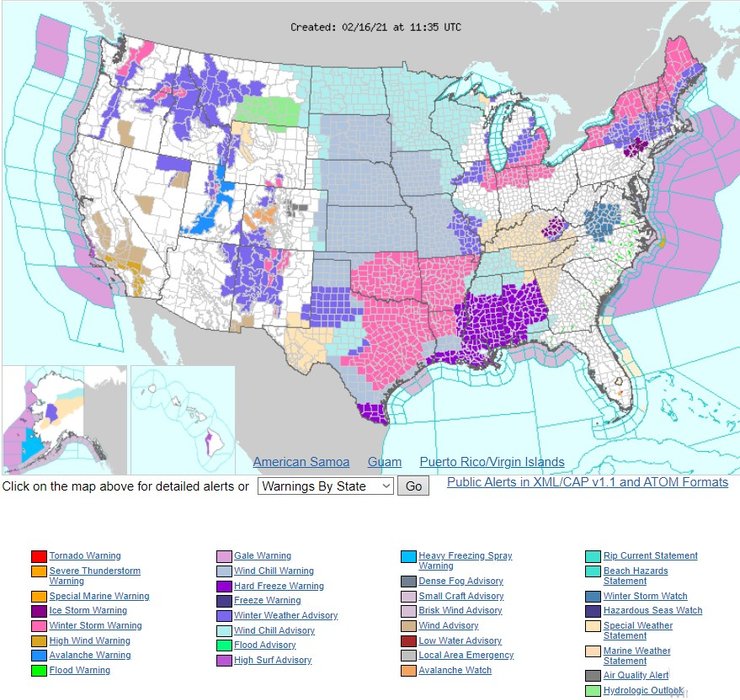 погода, США, карта