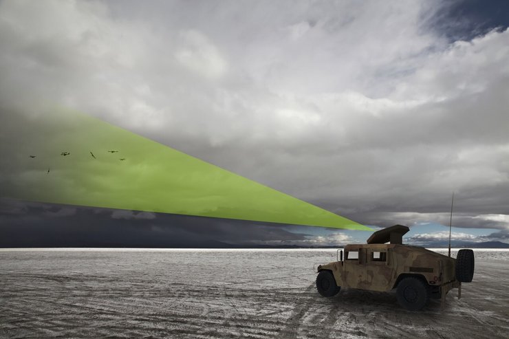 Компьютерная графика микроволновой пушки ThinKom против дронов