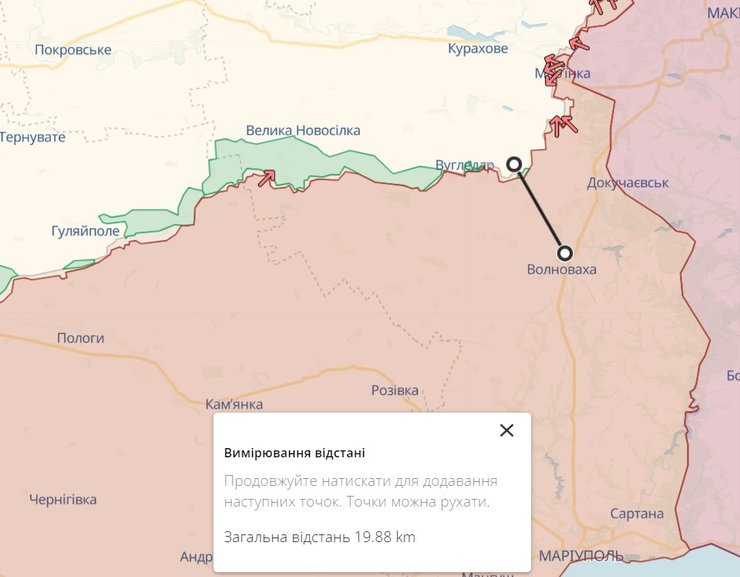 Волноваха на карті