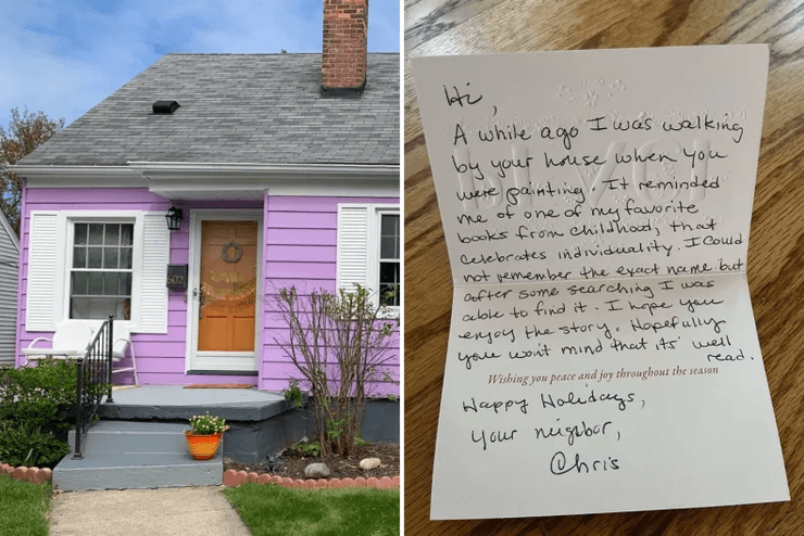 У США фіолетовий будинок викликав здивування у сусідів, і один із них залишив зворушливий подарунок