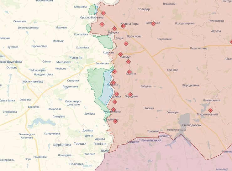 карта бахмут