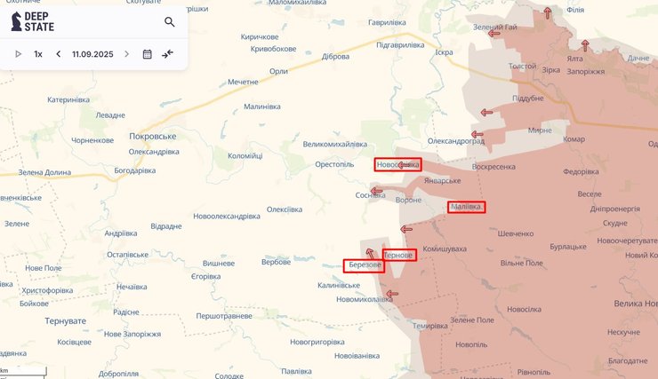 Россияне на Днепропетровщине 11 сентября продвинулись возле четырех сел
