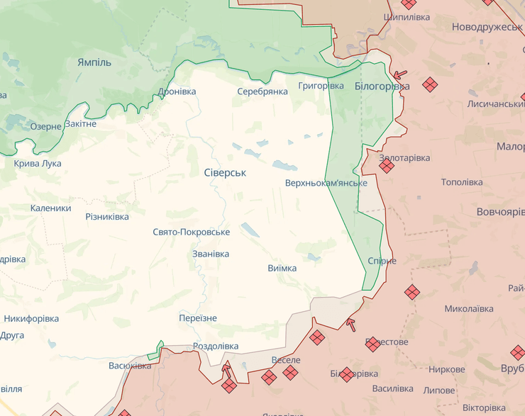 Северское направление, карта